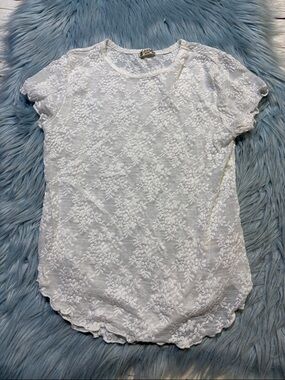 Intimately Free People White Ready To Go Lace T-Shirt Sz M